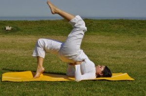 coming into Setu Bandhasana - Bridge Pose from Shoulderstand